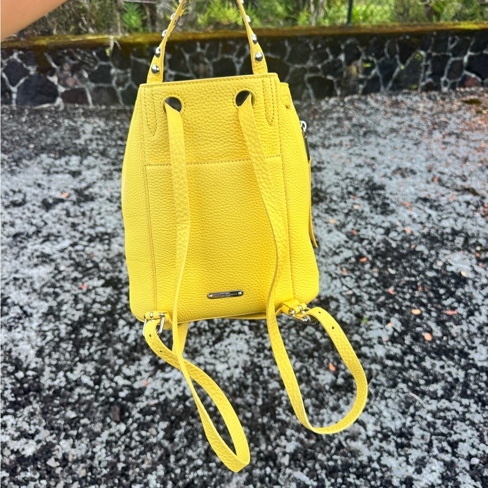 Rebecca Minkoff Yellow Pebbled Leather Backpack Bag - Picture 7 of 10